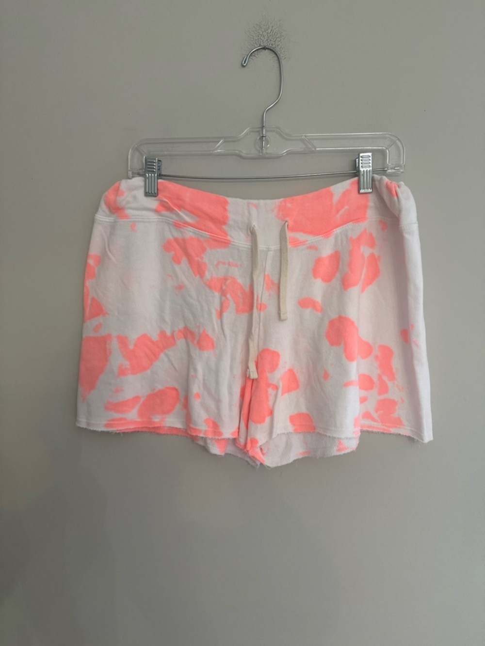 Sundry Drawstring Waist Terry Sweat Shorts White Orange Cream Tie Dye size 3 - Picture 2 of 4